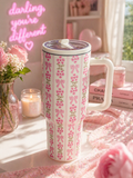 Vintage Bow and Floral Tumbler 🌷